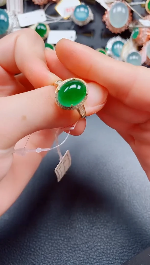 银S925镶嵌戒指翡翠翡翠