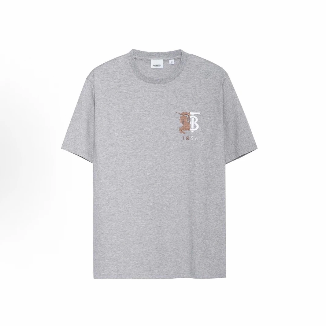 Burberry博柏利 马术骑士徽标图案棉质短袖T恤 男款 灰色80256501