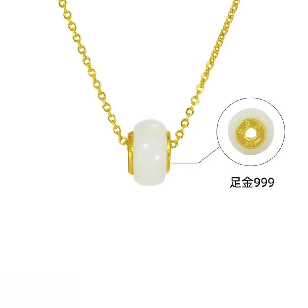 【李总专属】BM-Z027#足金黄金和田玉路路通吊坠（赠合金链）