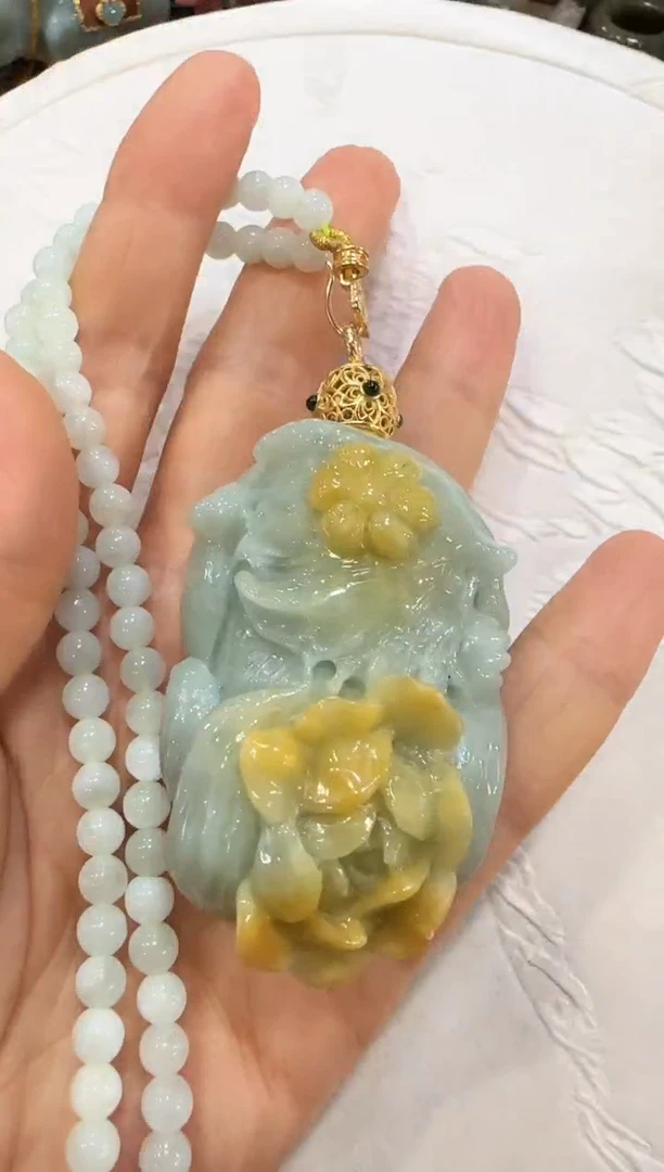 翡翠银S925镶嵌颈饰国风