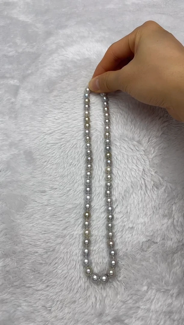 项链银S925镶嵌海水珍珠AK真多麻7.5-8mm
