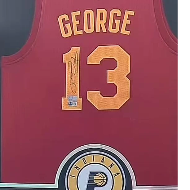 【臻签体育】乔治亲签步行者城市版sw装裱球衣收藏