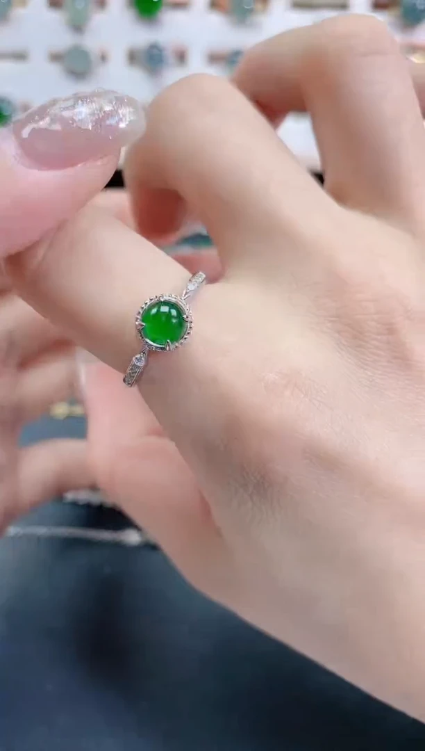 银S925镶嵌戒指翡翠天然翡翠