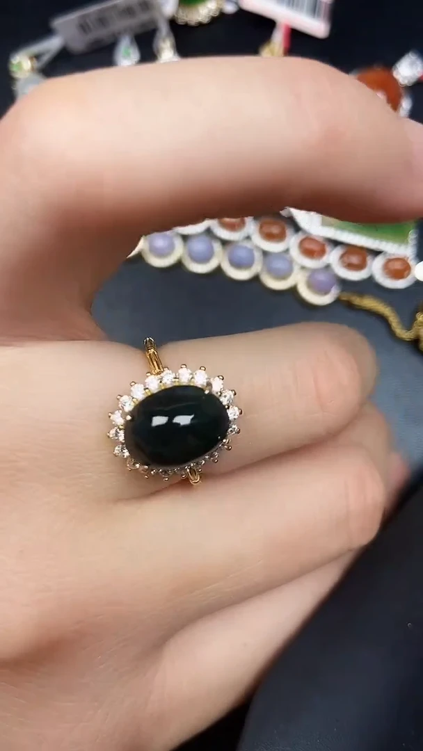 银S925镶嵌戒指翡翠3020