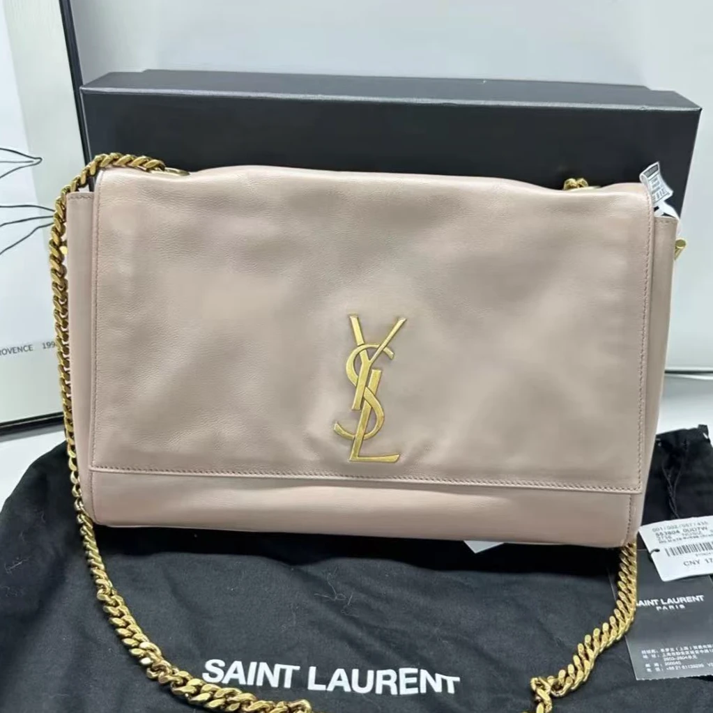 99新 YSL/圣罗兰 奶茶双面kate中号/单肩斜挎包/精选