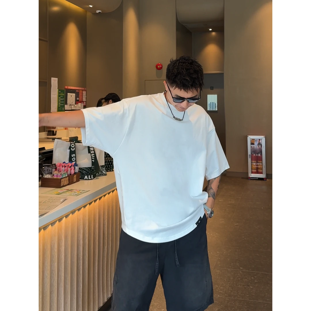 【语乐3店】8065蝙蝠袖净版三角标短袖T恤夏季休闲宽松全棉圆领半袖