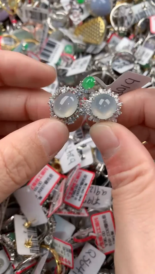 银S925镶嵌戒指翡翠5555        4