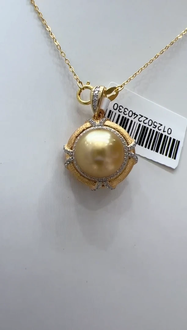 银S925镶嵌吊坠(赠链)海水珍珠金珠吊坠-330