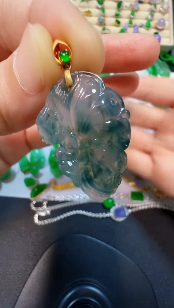 吊坠(不含链)18K金镶嵌翡翠1980