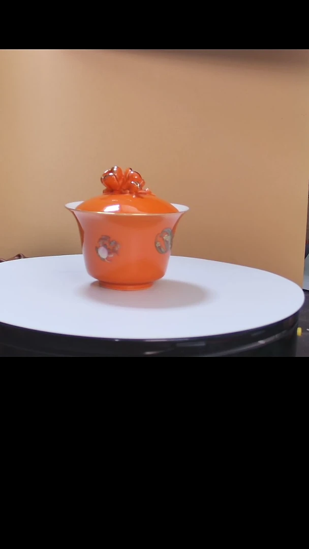 【闪购商品】盖碗橙色柿柿如意两才盖碗