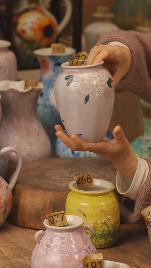 陶瓷景德镇设计师手作花器摆件侘寂风@M172@