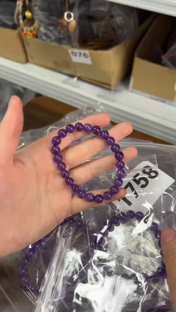 水晶手链未镶嵌薰衣草紫晶圆珠手链[1758]