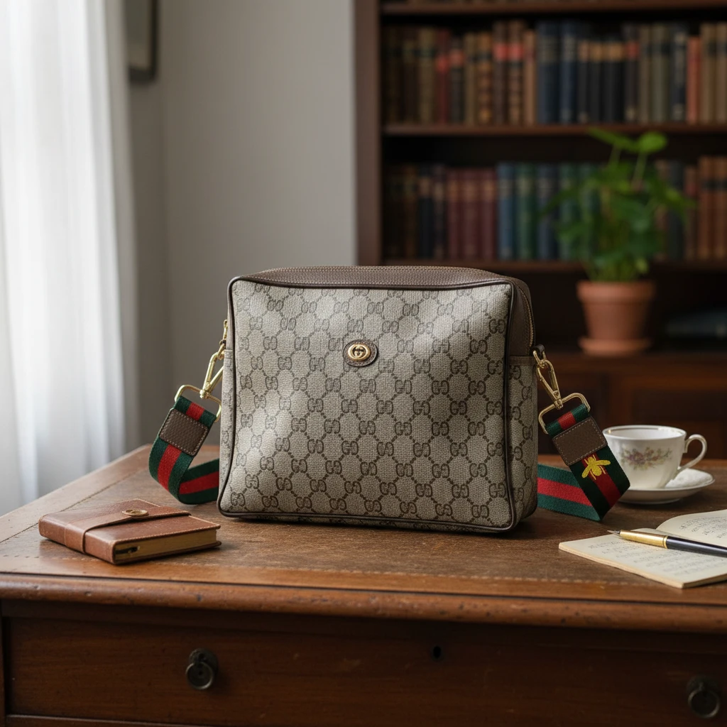 95新 GUCCI/古驰 金标老花洗漱包/EE11615055/5055