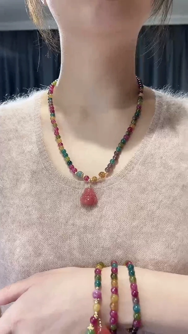 【闪购商品】碧玺手链未镶嵌碧玺佛公多圈手链单圈项链