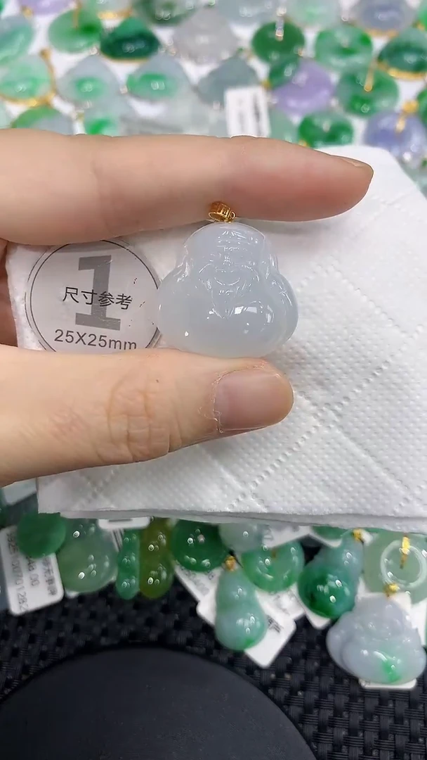 颈饰18K金镶嵌翡翠a货支持复检百元以上9元证书费自理