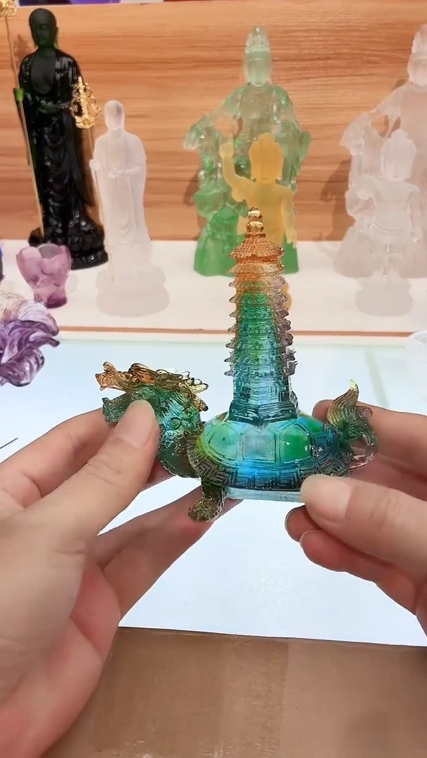 手工艺品琉璃彩色龙龟12*12CM