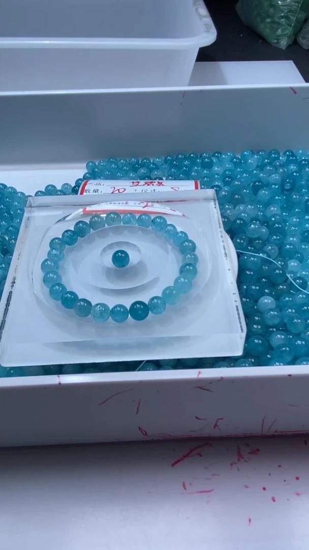 颈饰未镶嵌水晶W2987 蓝碧玺8MM*20颗