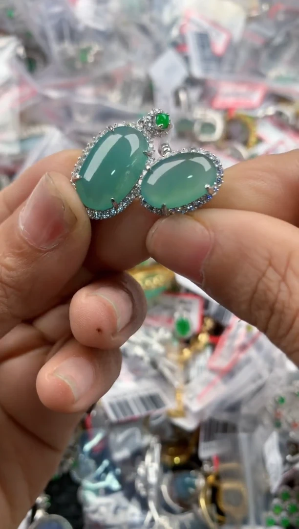 银S925镶嵌戒指翡翠666----5