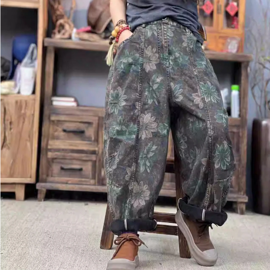 HH  秋季新品花色百搭女士牛仔裤 臀围132长90