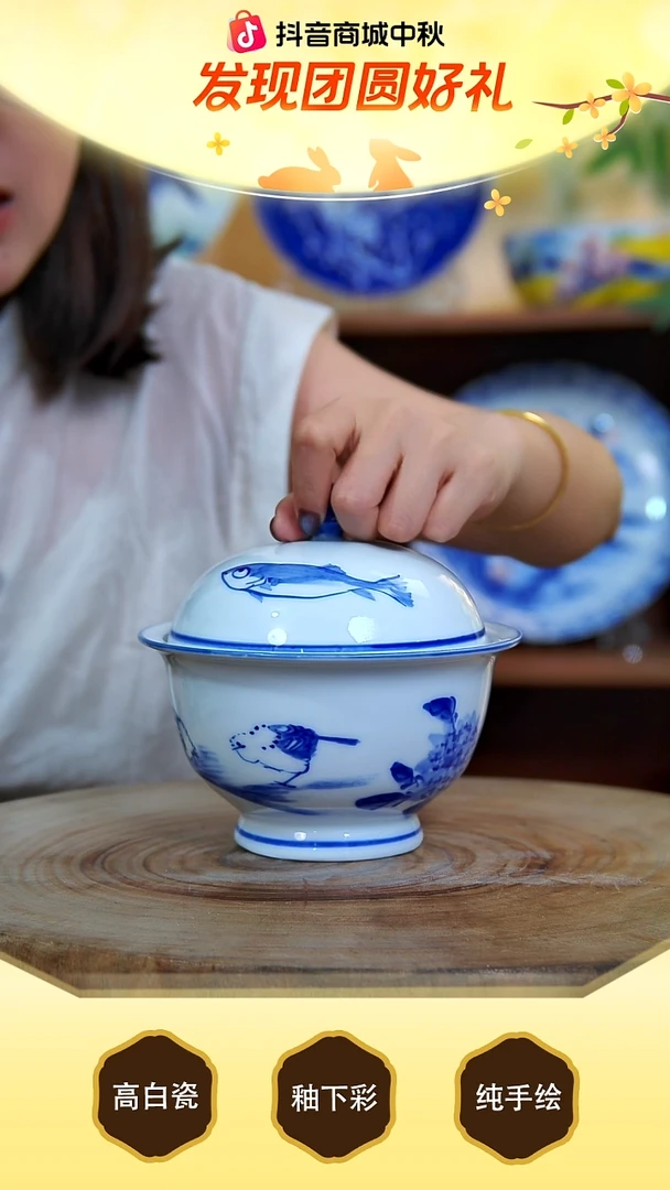 盘手工手绘，釉下彩，高温健康瓷。