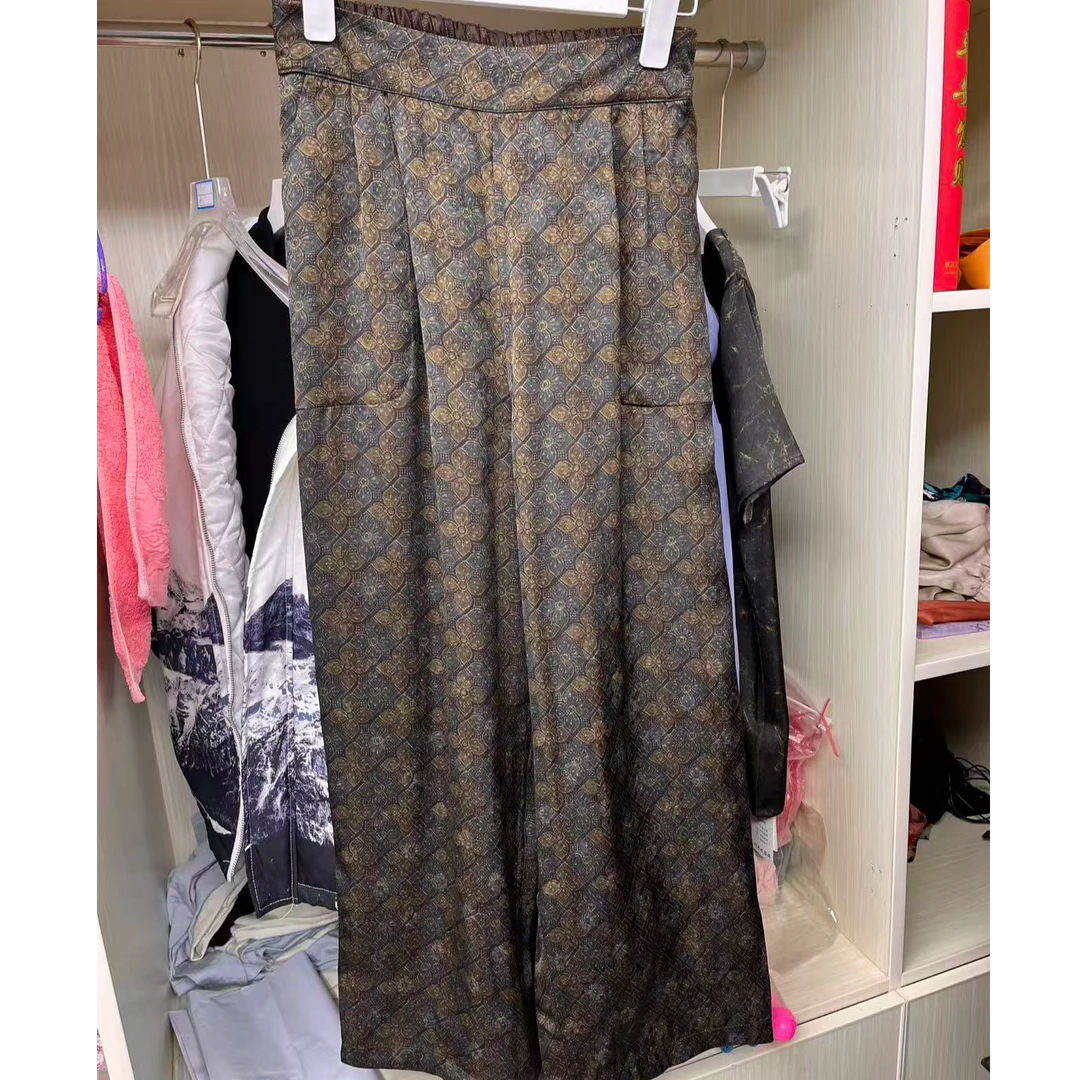 「利琪高订」国风新中式气质轻奢百搭花萝双面穿休闲裤633