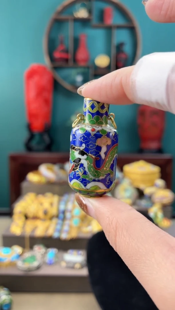 招***招景泰蓝小瓶龙吊坠宝蓝小