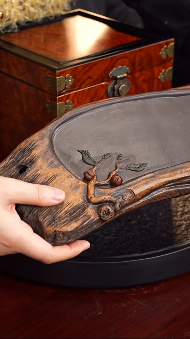 茶壶紫砂顾顺芝 听雨96 紫泥 360毫升 吴冠中 配壶承