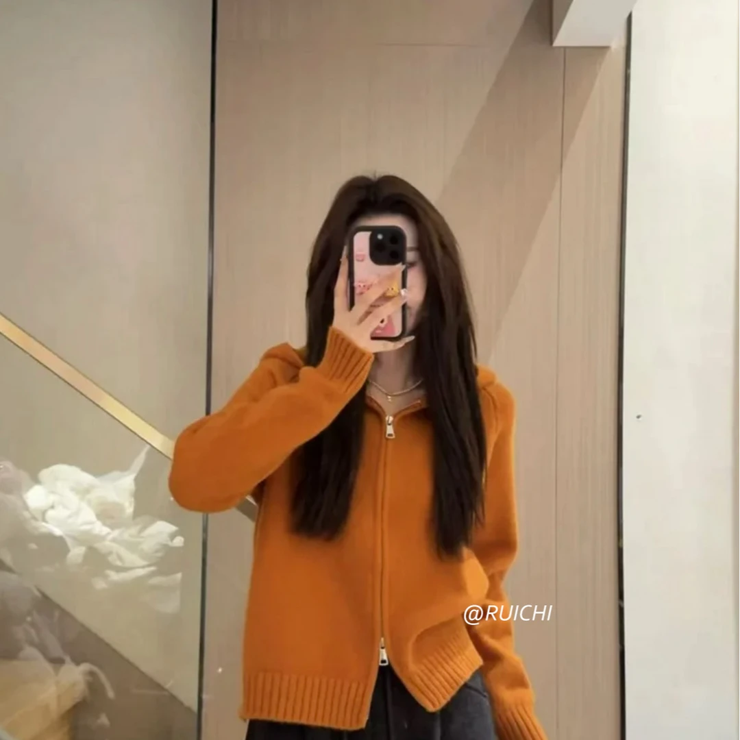 早春新款~2025内搭叠穿神器软糯毛衣高级感双头拉链开衫