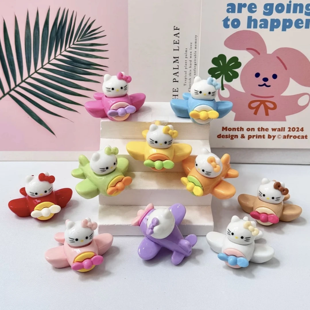 对对碰直播拆 新款KITTY小飞机树脂小摆件