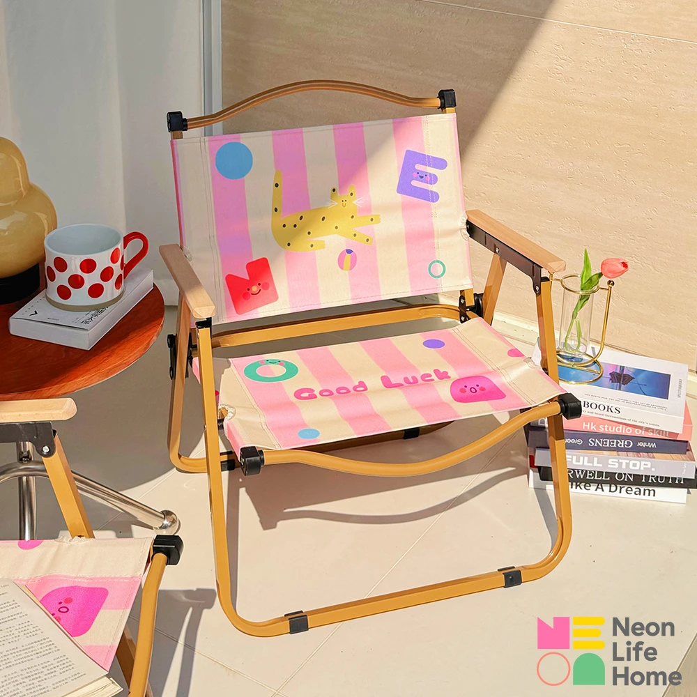 户外承重便携可折叠多巴胺条纹猫露营椅阳台庭院休闲室内户外椅子