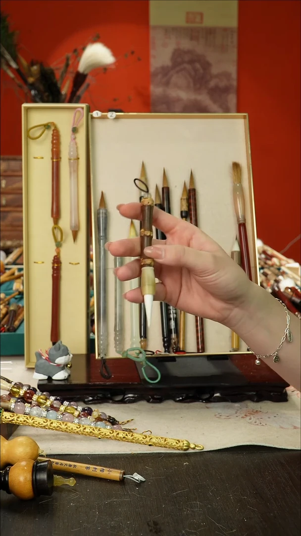 闪10孤品高货毛笔链接 清水试笔 蘸墨不退