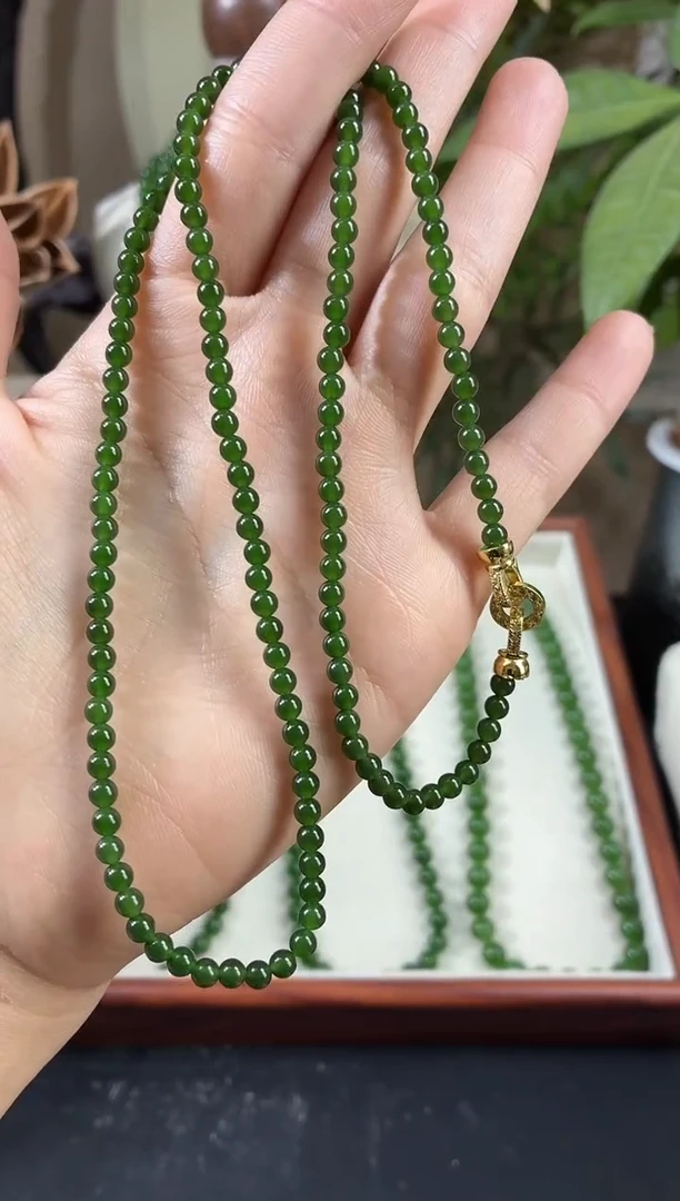 颈饰未镶嵌和田玉（碧玉）4辣菠无矿毛衣链