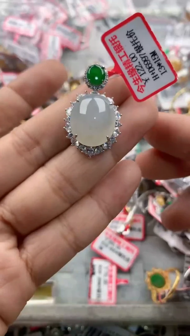 银S925镶嵌戒指翡翠999              8