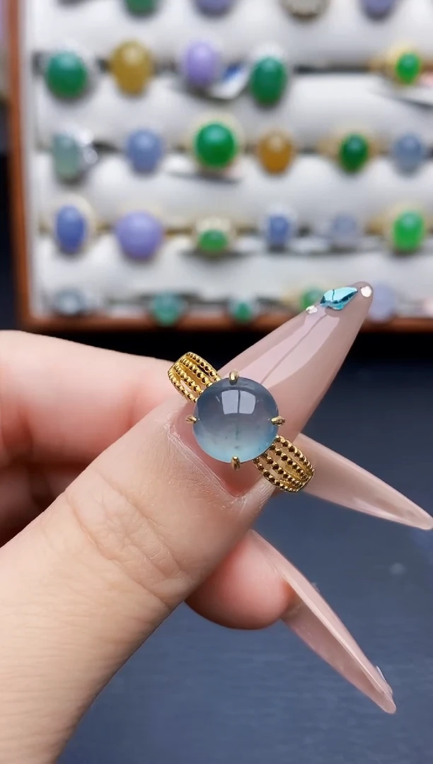 银S925镶嵌戒指翡翠0028