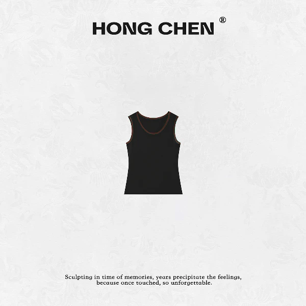 【虹辰】高端时尚优雅百搭修身显瘦撞色高级气质针织背心HC2217