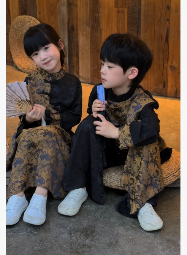 兄妹款新中式国风高级感盘扣外套秋新款中国风气质唐装短款上衣潮