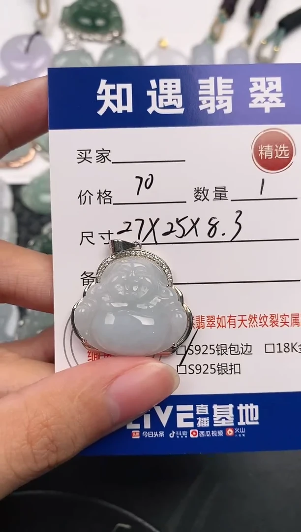 颈饰银S925镶嵌翡翠挂件