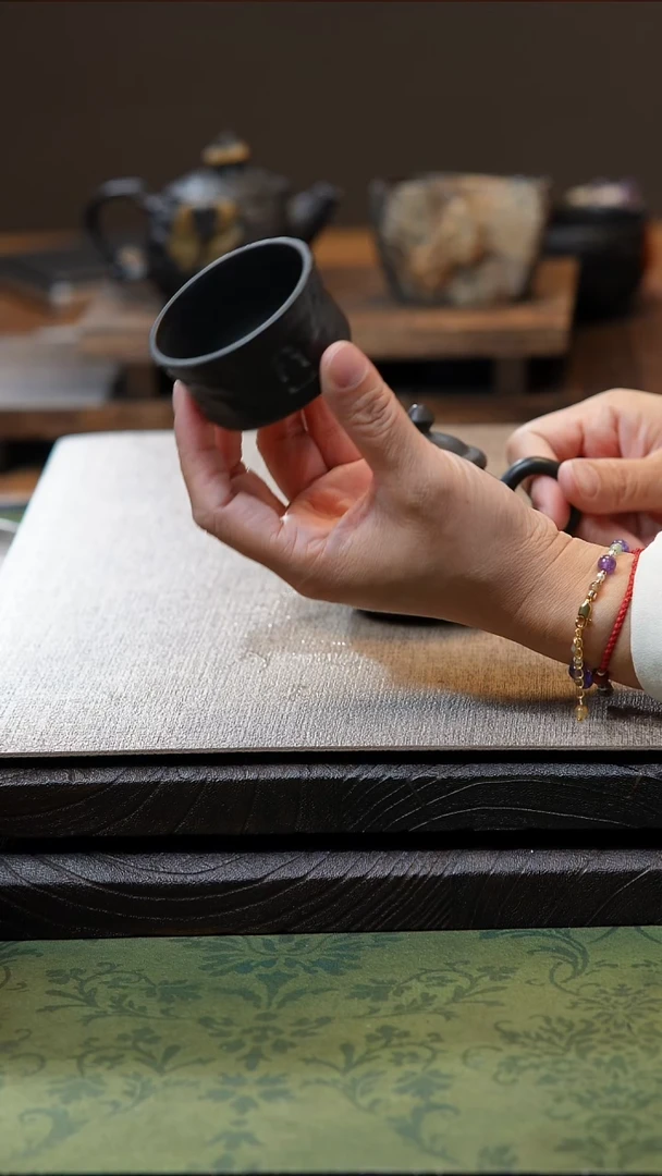 中式归玉堂冰碛岩重工雕刻敦煌杯