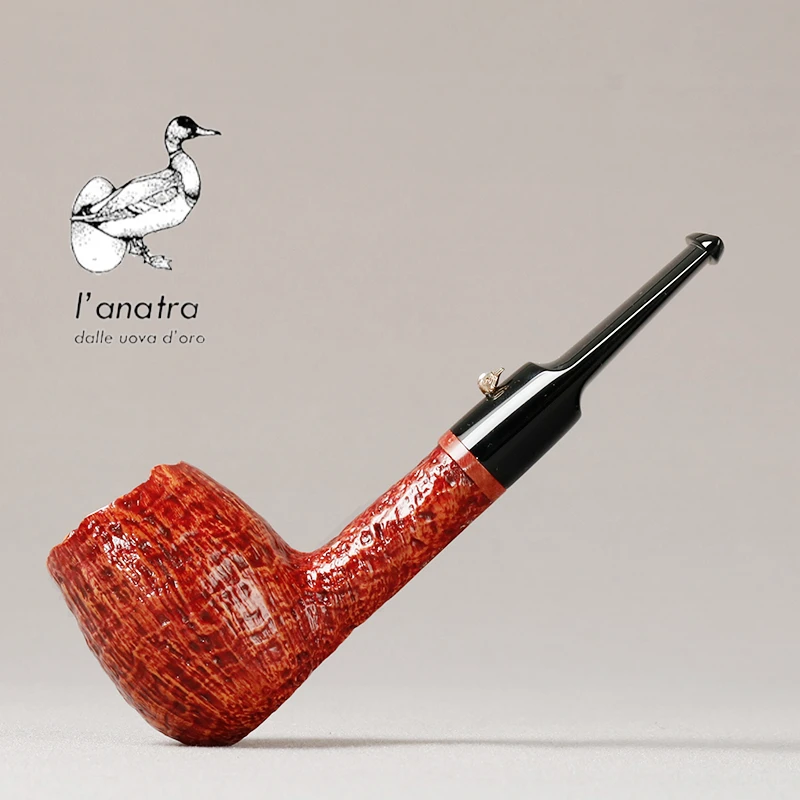 意大利L'anatra 鸭子 浅色喷砂直斗 带瘤皮 3mm 手工石楠木烟斗