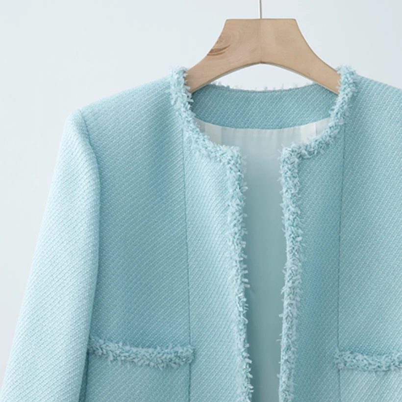 湖水蓝小香风短外套MF2F1525