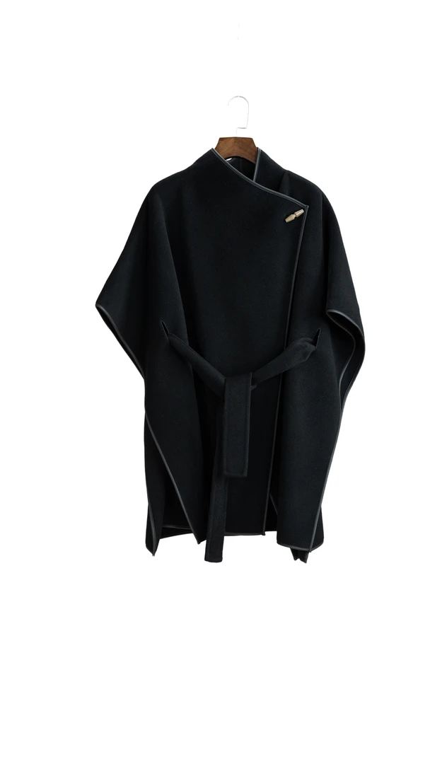 修身型圆领常规美观大袖毛呢外套时尚外套大衣2678