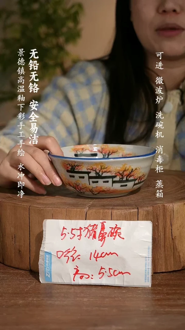 碗瓷景德镇手工手绘釉下彩高温瓷