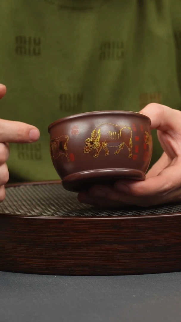 【闪购商品】紫砂茶壶石红 五牛杯
