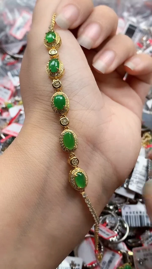 银S925镶嵌戒指翡翠天然A货缅甸翡翠