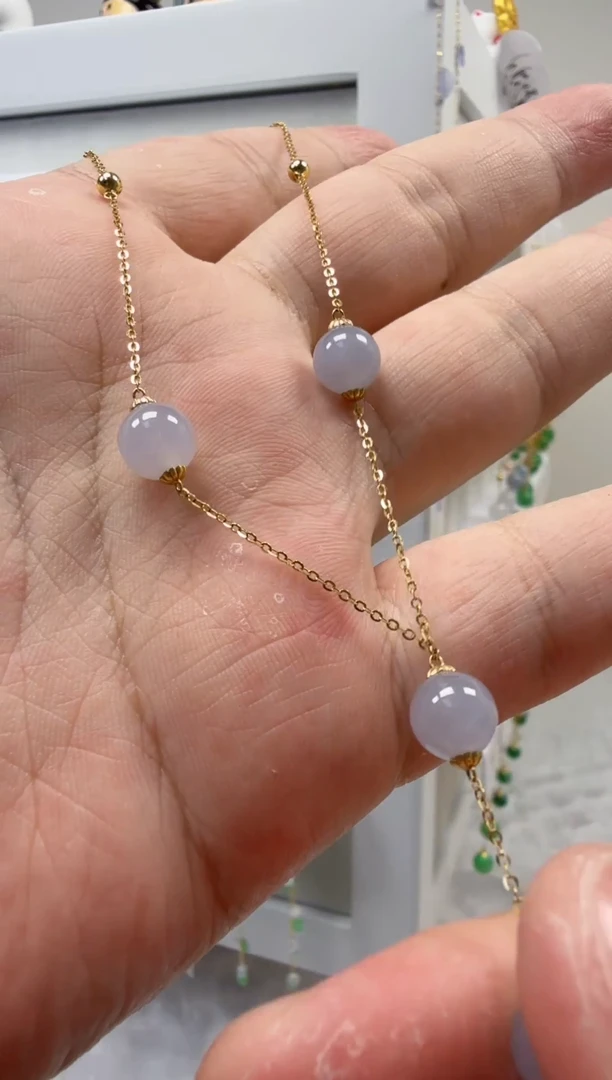 项链18K金镶嵌翡翠缅甸天然A货翡翠