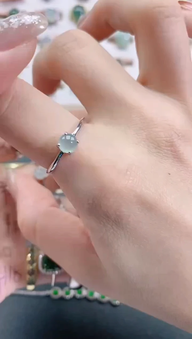 银S925镶嵌戒指翡翠天然翡翠