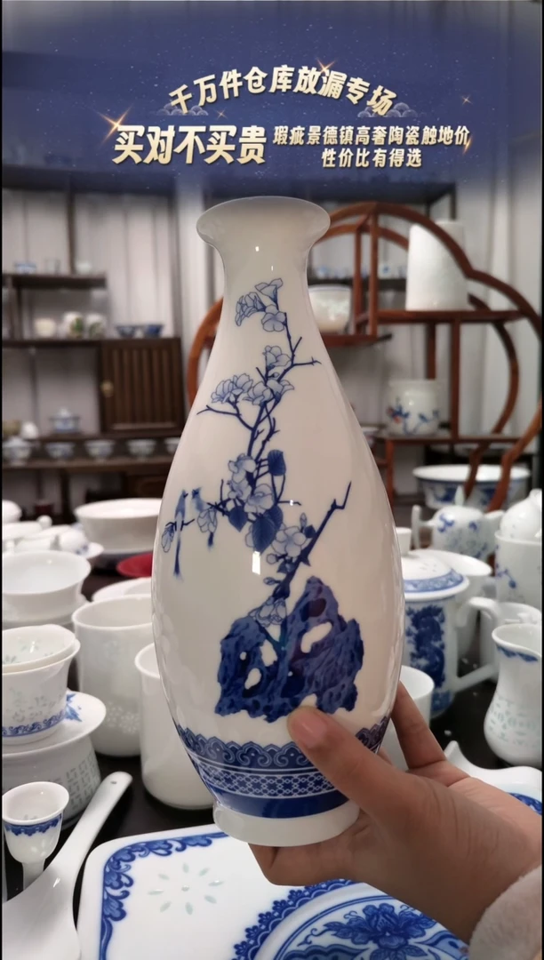 【闪购商品】瓷玉兰瓶景德镇青花一个