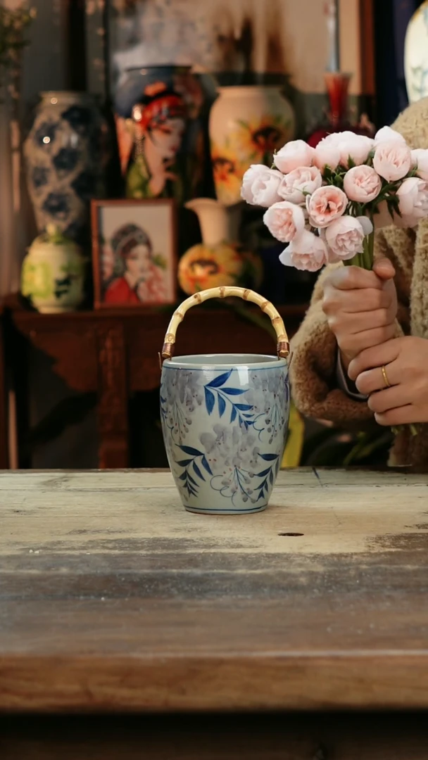 【闪购商品】瓷片景德镇纯手工釉下彩精品花瓶