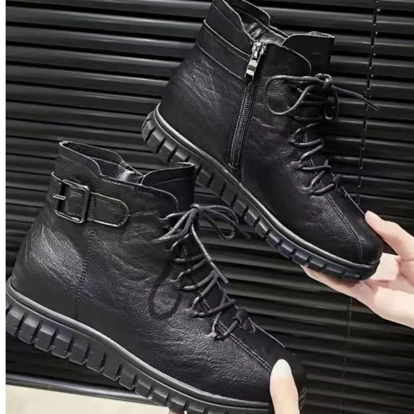 妈妈鞋加绒109保暖软底防滑脚感舒适时尚奶奶鞋2024冬季皮面女鞋