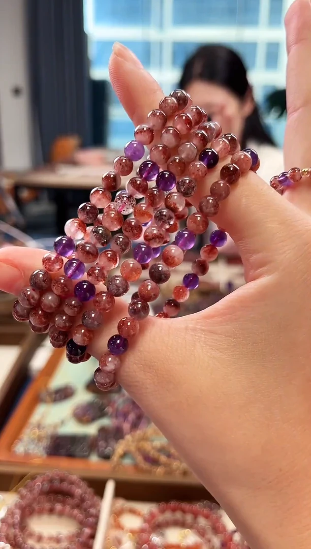 未镶嵌手串水晶桃花醉超七单圈手串5mm【多样性发一】